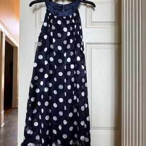 Muse Navy and White Mock Collar Sleeveless Dress